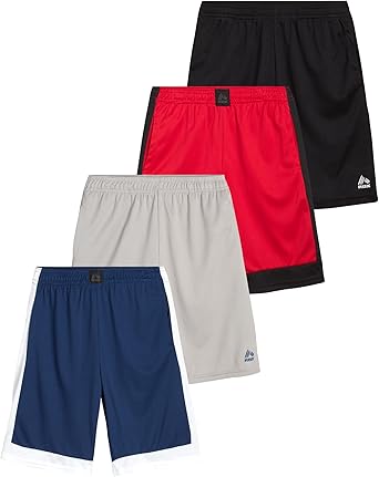 RBX Boys Active Shorts 4 Pack for Basketball and Sports Fun