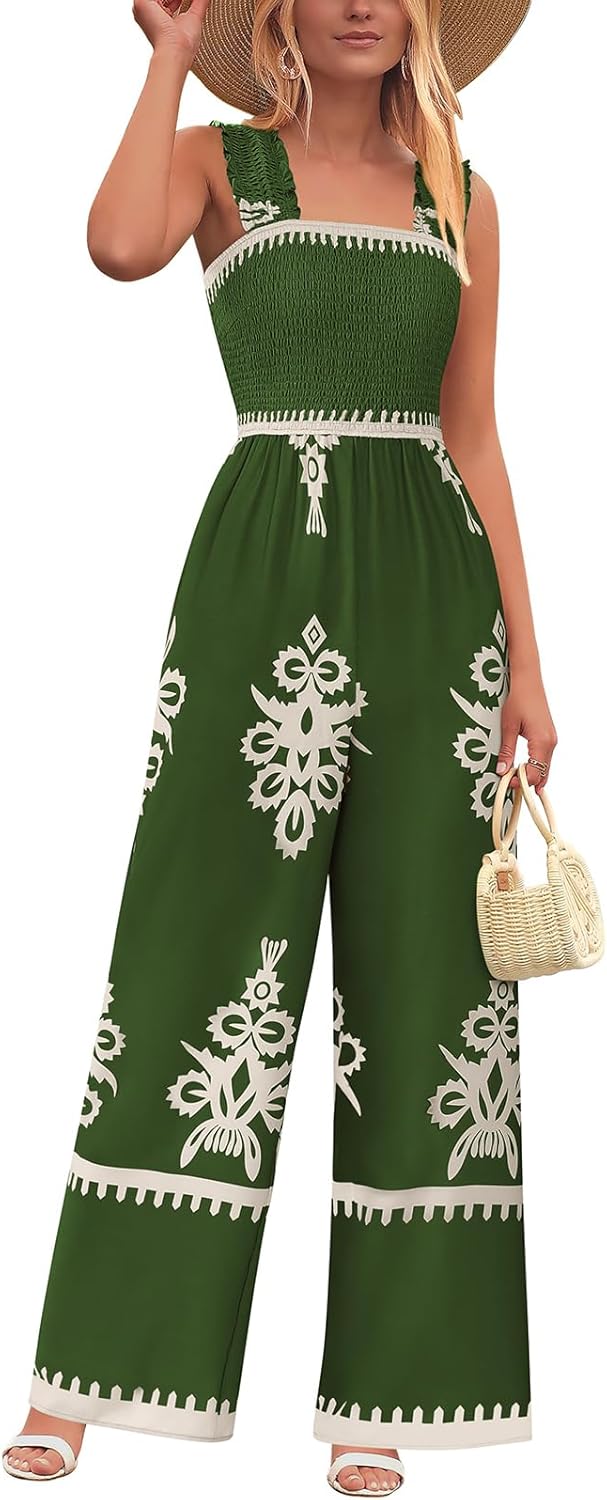 PRETTYGARDEN Womens Jumpsuit Casual One Piece Boho Summer Outfit