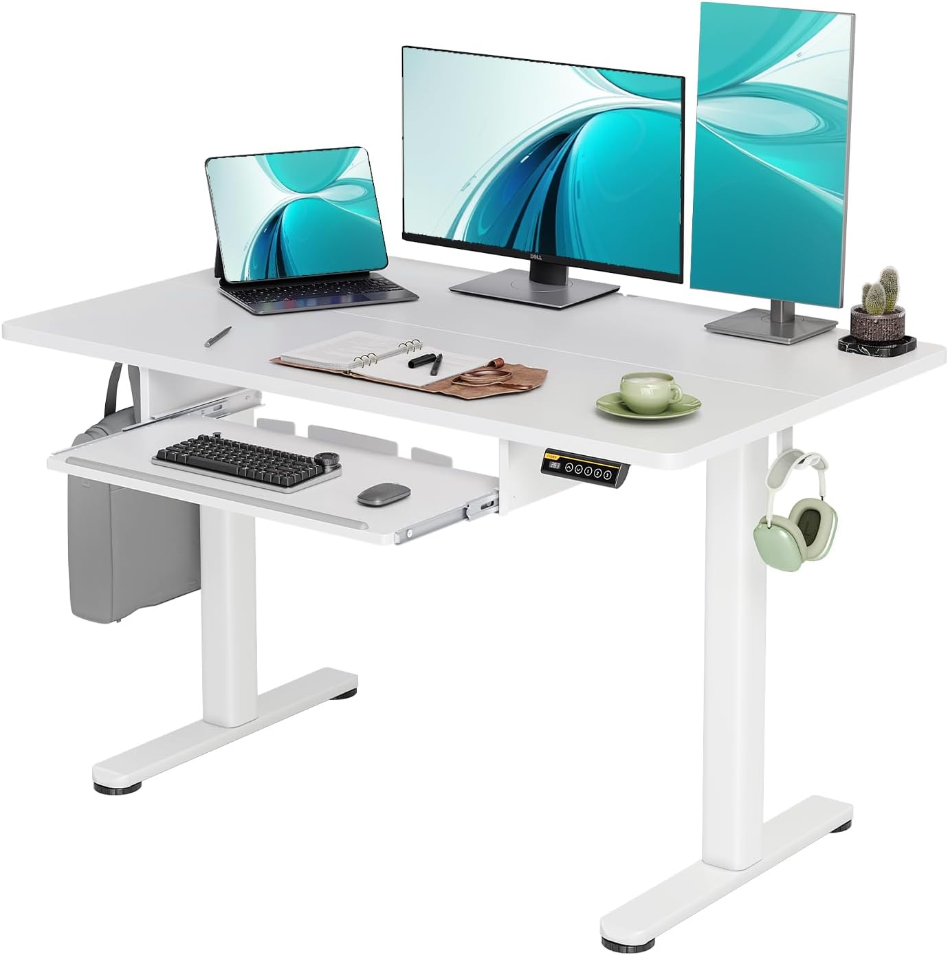 Claiks Electric Standing Desk with Keyboard Tray for Home Office