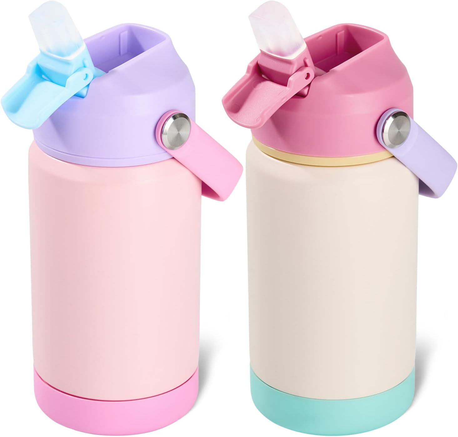 Insulated Kids Water Bottle 2 Pack, Leak-Proof Toddler Cups