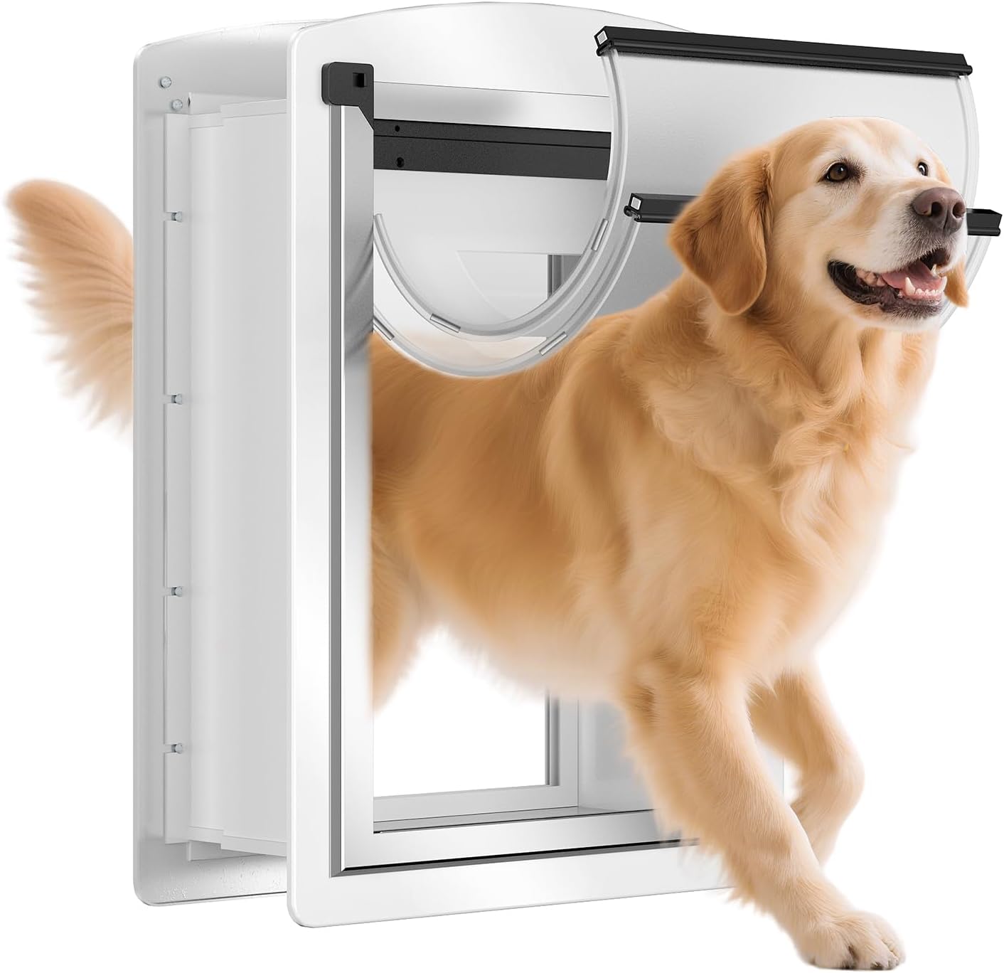 Dog Door for Wall with Telescoping Tunnel and Magnetic Flaps