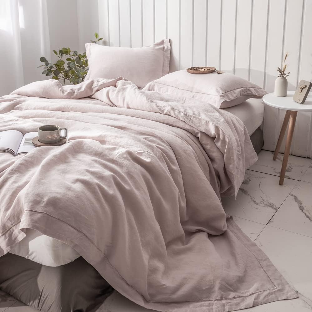 Luxurious 100% Washed Linen Duvet Cover Set for King Beds