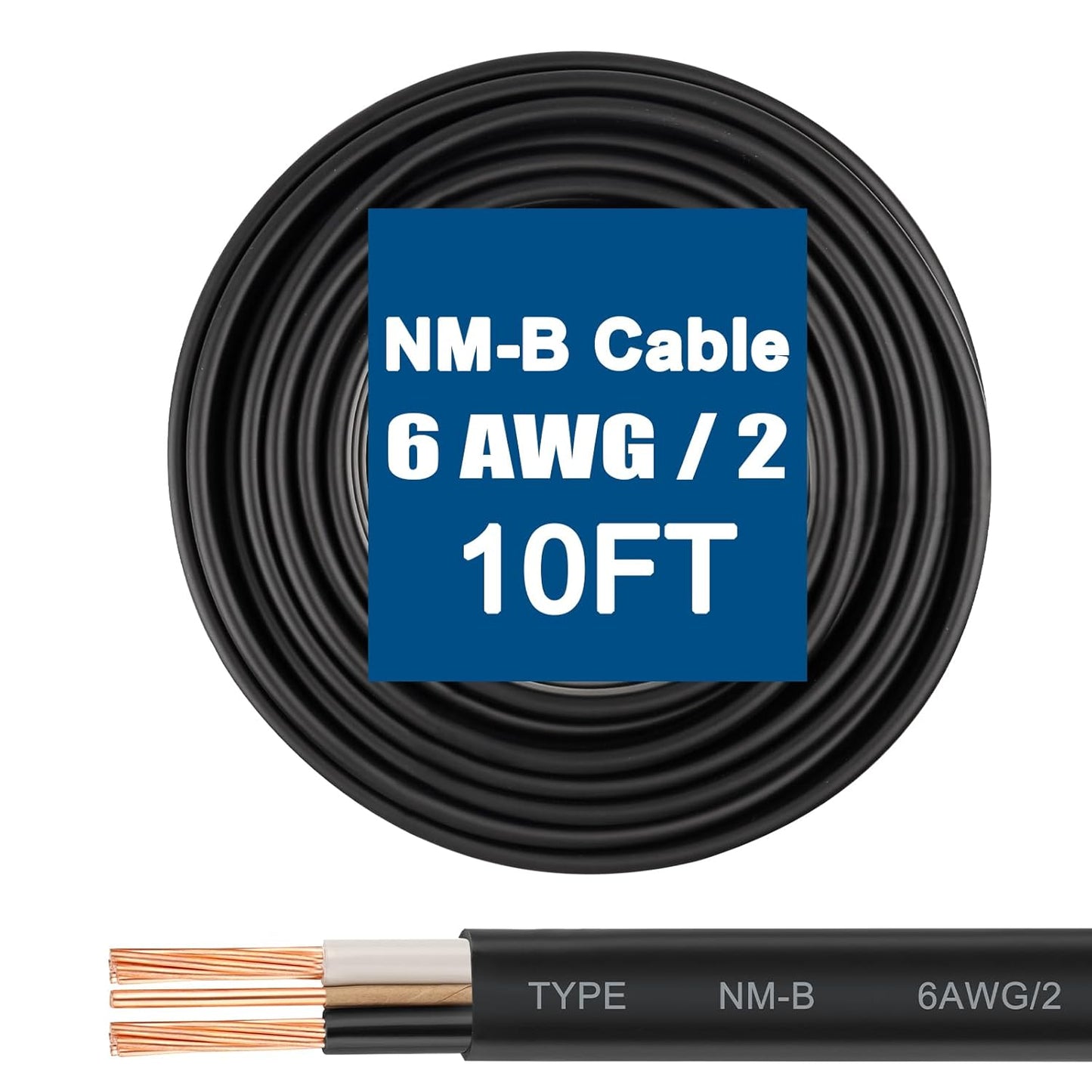 6/2 Wire with Ground - 10FT 6 Gauge NM-B Non-Metallic Cable