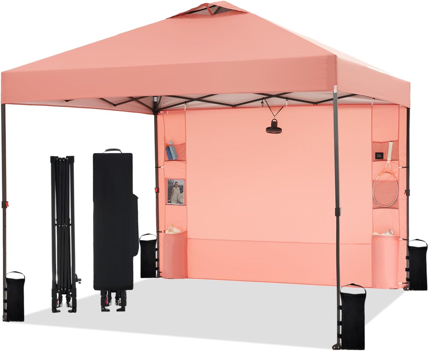 10ftx10ft Pop Up Canopy Tent with Sidewall and Pockets for Shade