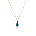 Chrysocolla Necklace Gold Fill Teardrop Pendant - Delicate Minimalist