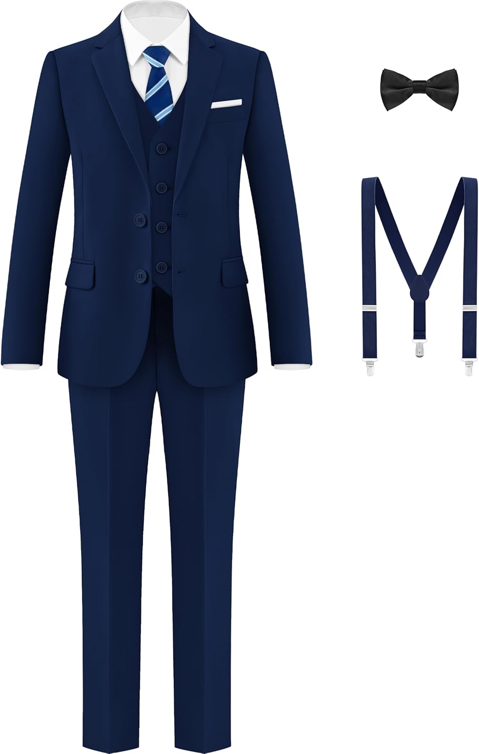 Boys Formal Suits Set with Suspenders for Any Occasion
