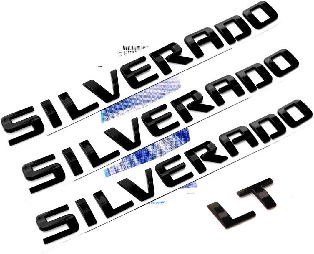 Yoaoo 3Pack OEM Black Silverado Plus LT Letter Emblems for Trucks