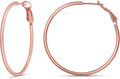 Sterling Silver Rose 14K Gold Paddle Back Hoop Earrings - Lightweight