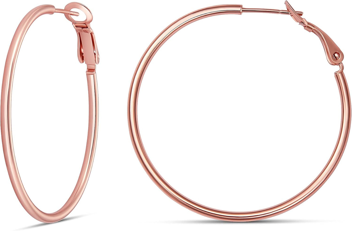Lightweight Paddle Back Hoop Earrings in Rose Gold or Silver