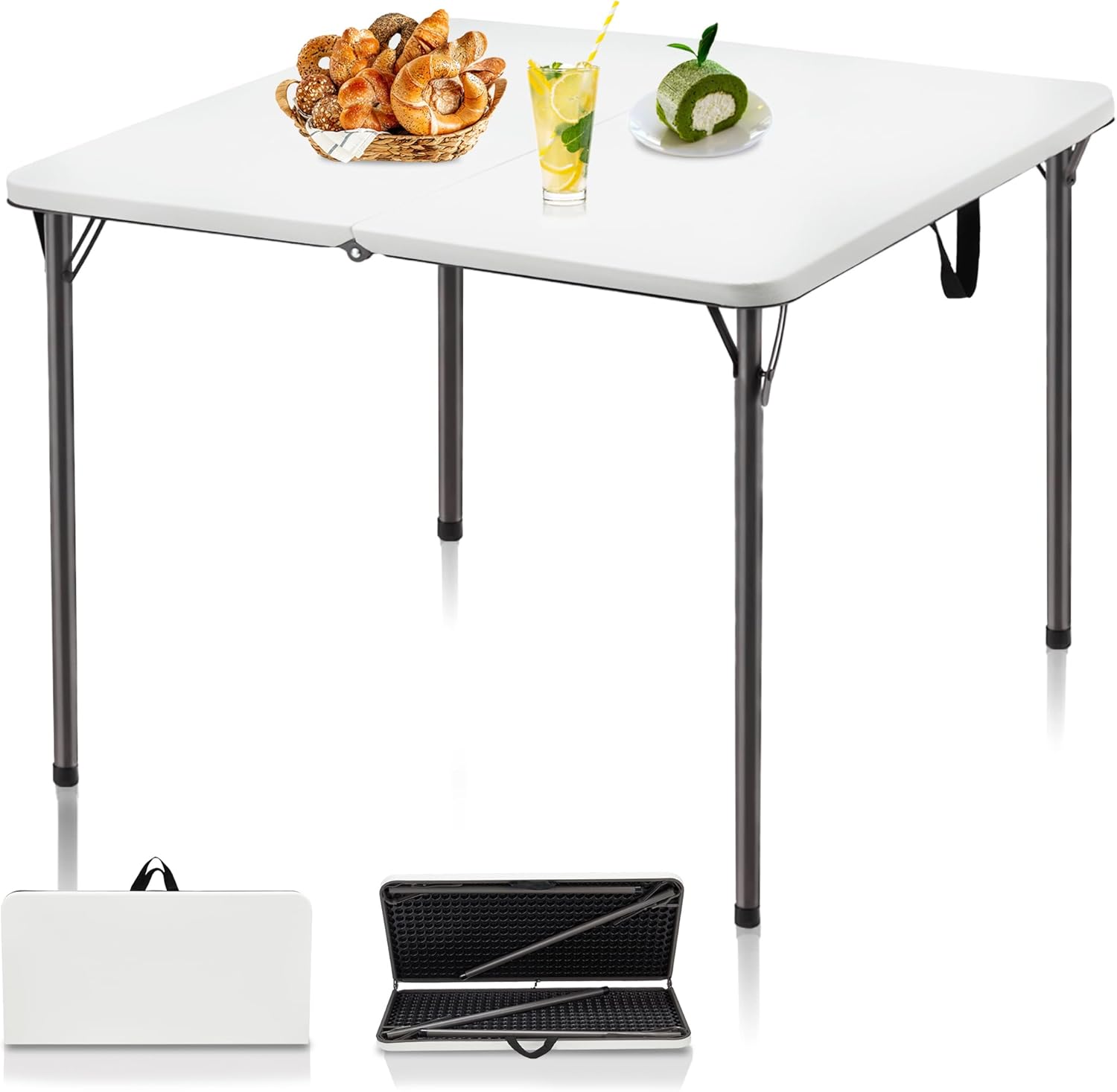 34 Folding Table Portable Square Card Table for Camping and More