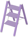 3 Step Folding Ladder Purple - Lightweight 330lb Capacity Step Stool