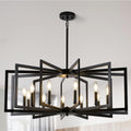 Black Chandelier for Dining Room 12-Light Modern Metal Industrial