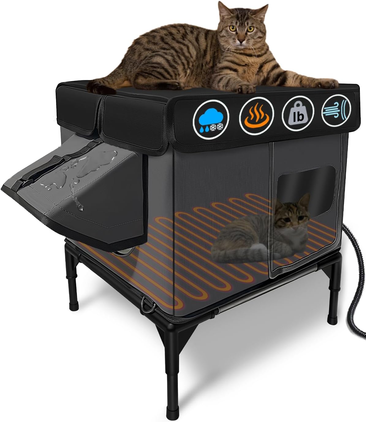 Heated Cat House for Outside Insulated in Winter and Waterproof