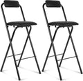 Folding Bar Stool with Backrest 29.5 in - Portable Tall Counter Chair