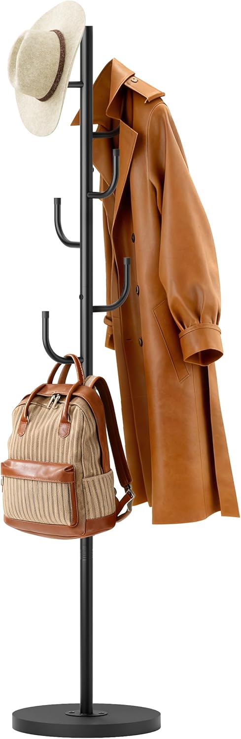 MISSLO Heavy Duty Coat Rack with Adjustable Size and Hooks