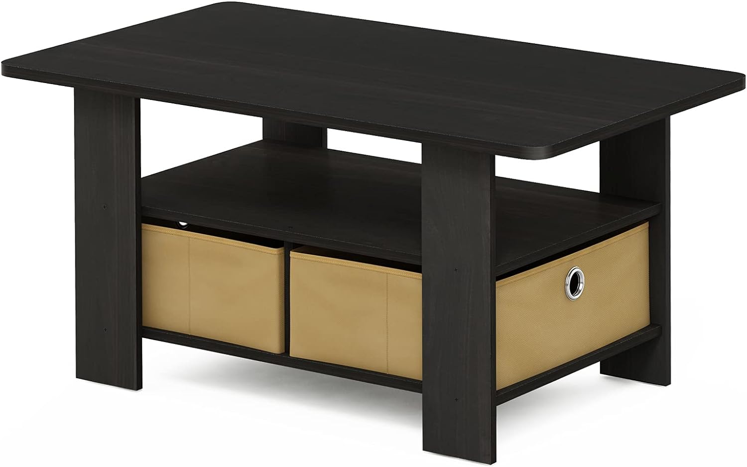 Furinno Andrey Coffee Table with Bin Drawer for Small Spaces