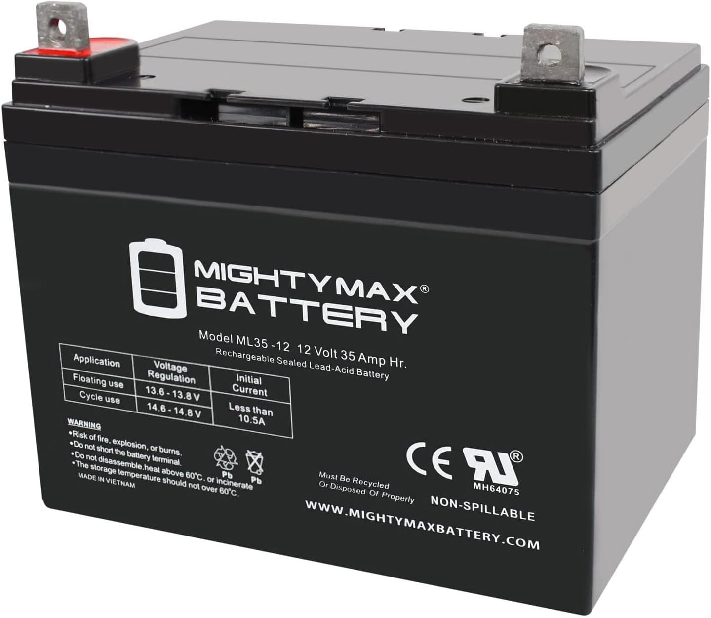 ML35-12 12 Volt 35 AH SLA Battery for Trolling Motors and More