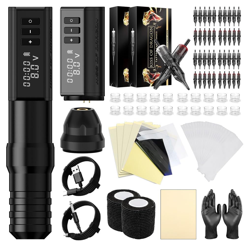 Wireless Tattoo Machine Pen Kit for Beginners - Complete Set