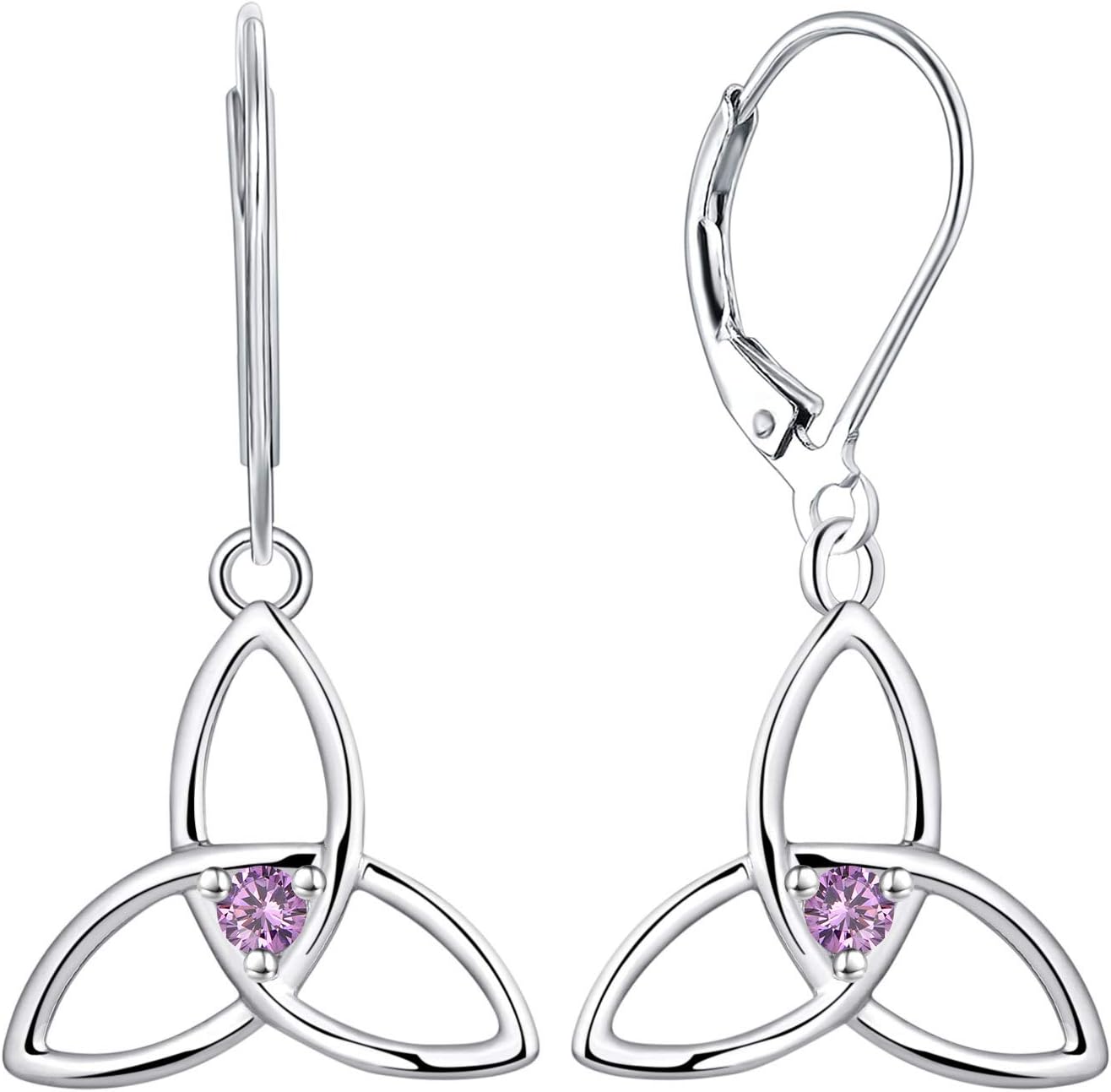 Elegant 925 Sterling Silver Irish Triquetra Drop Earrings