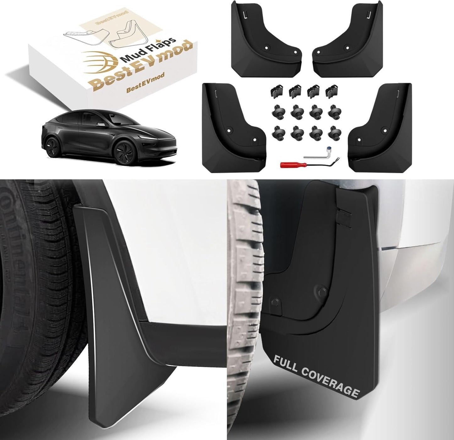 BestEvMod Upgrade Mud Flaps for 2026 Tesla Model Y Juniper