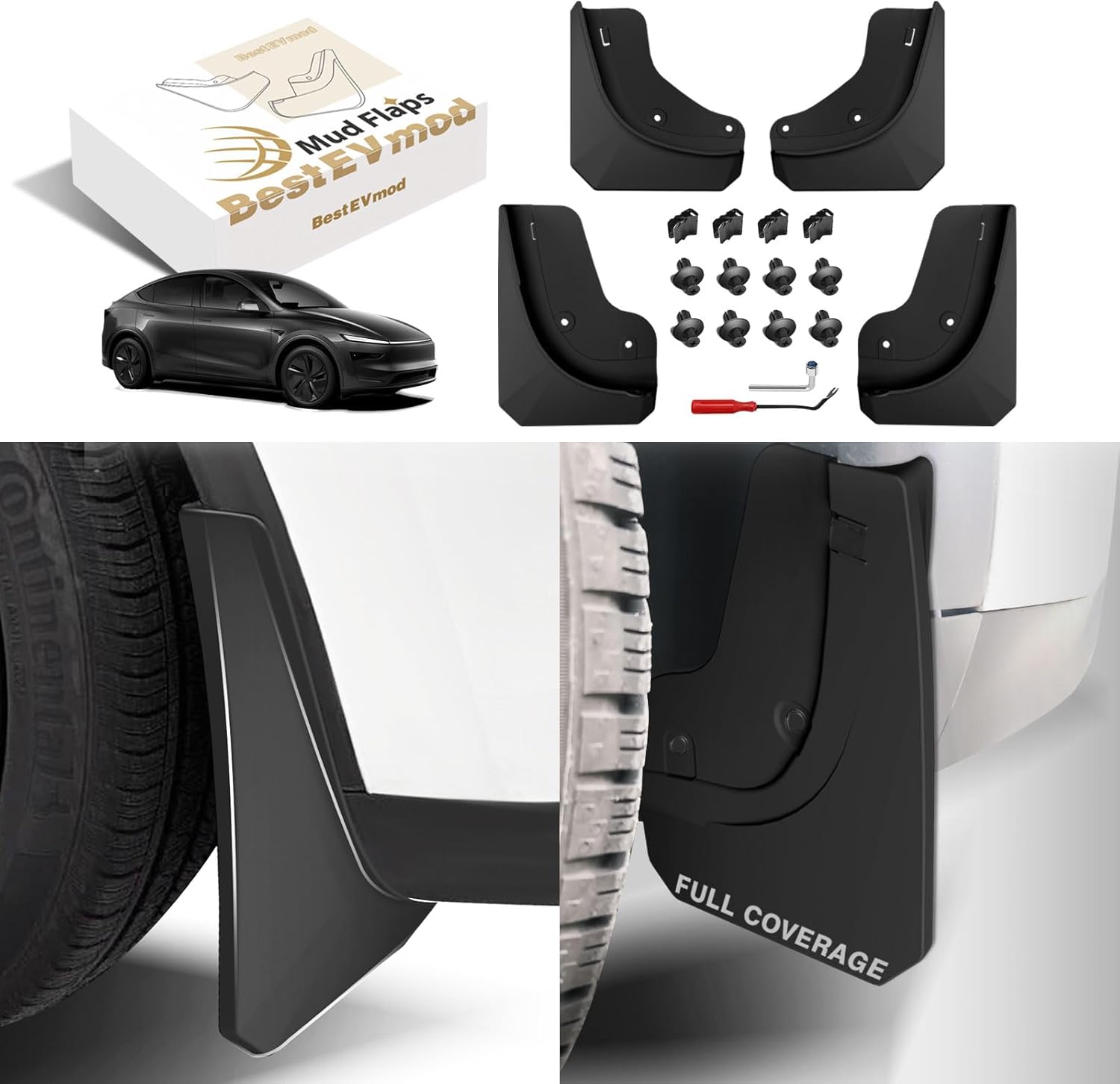 BestEvMod Upgrade Mud Flaps for 2026 Tesla Model Y Juniper