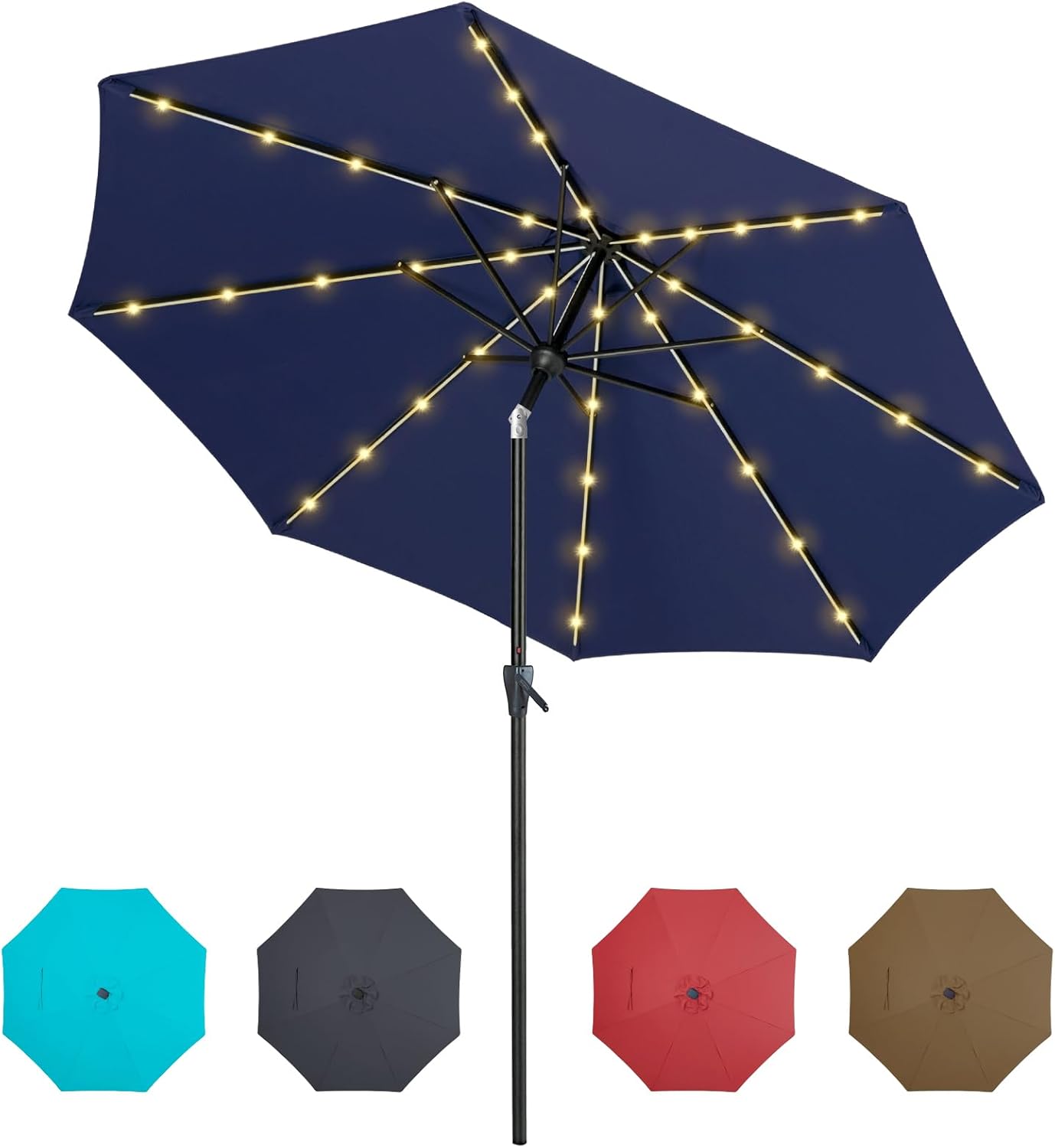 Tempera Solar Patio Umbrella with 40 LED Lights for Outdoor Use