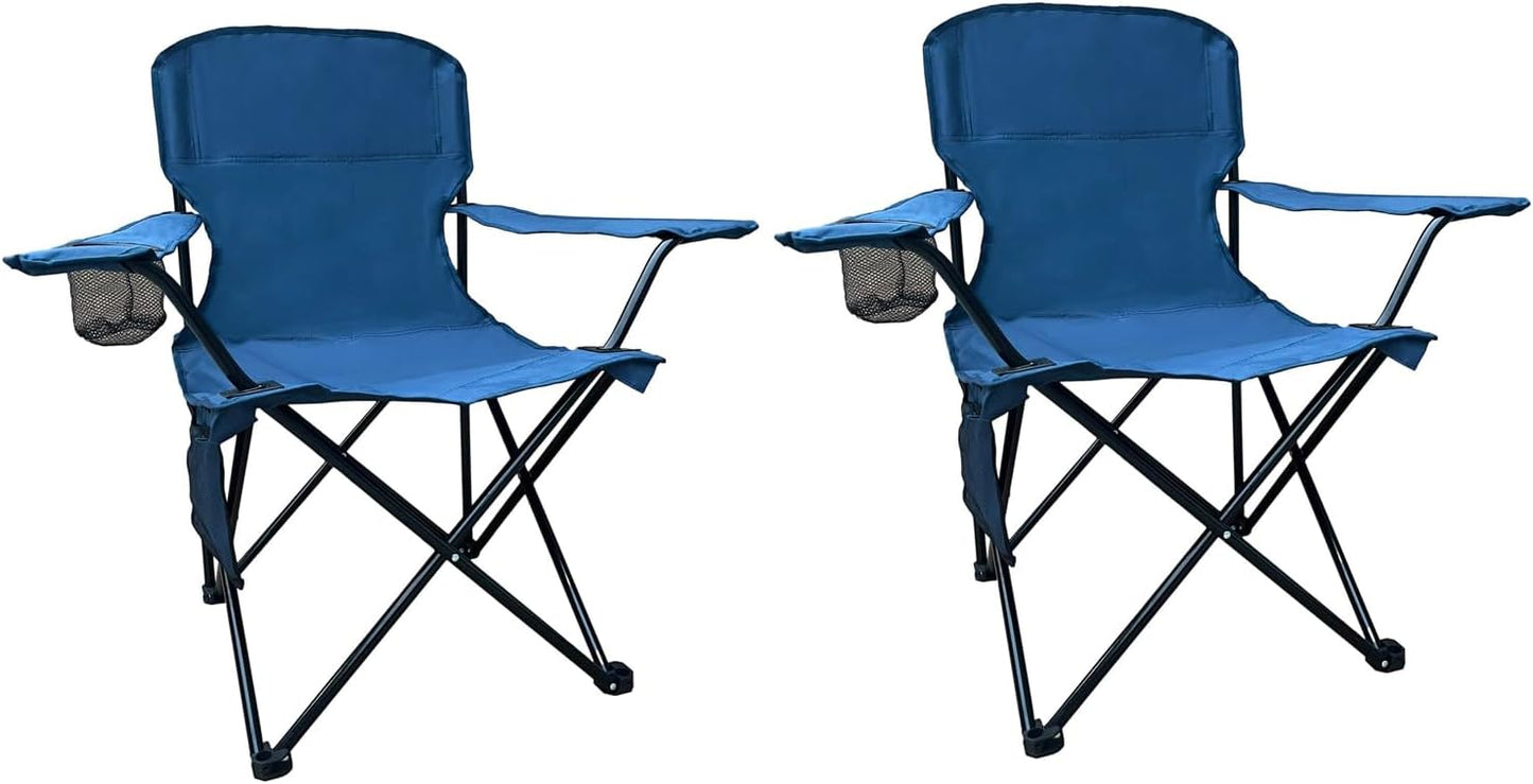 Folding Camping Chairs with Cooler Bag - Supports 225LBS - Cyan