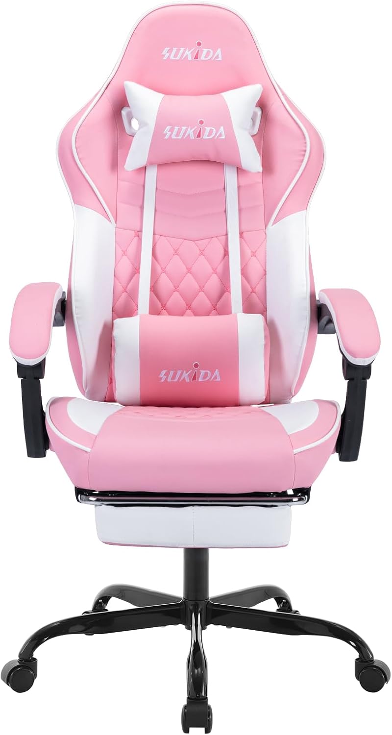 SUKIDA Ergonomic Gamer Chair: Massage Lumbar Support