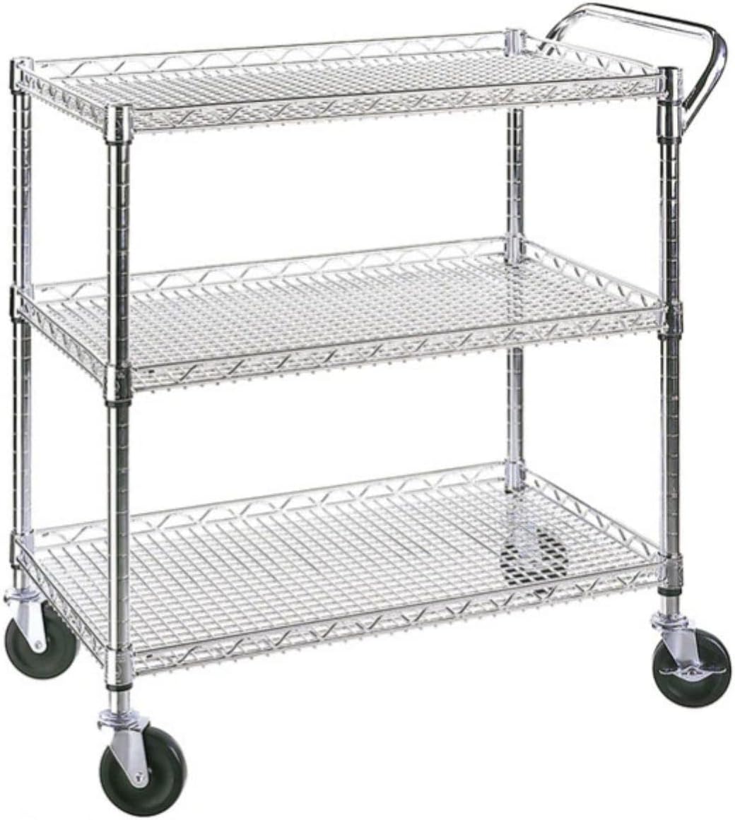 Commercial Grade Heavy Duty Kitchen Cart - 3 Tier Wire Shelving