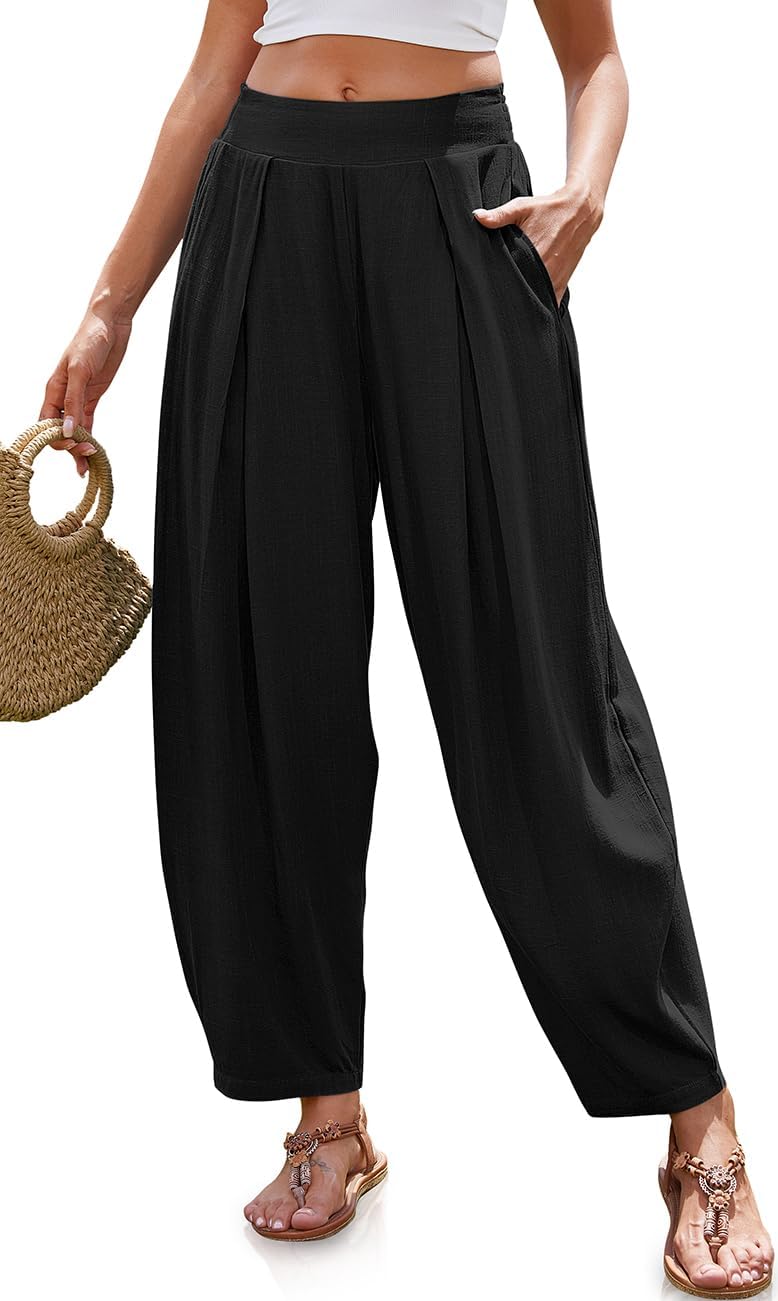 Womens Linen Harem Pants for Summer Beach Vacation Style