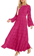 MITILLY Floral Smocked Long Sleeve Maxi Dress - Elegant Tiered Style