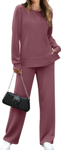 Women 2-Piece Lounge Set S-3XL - Side Slit Wide Leg Tracksuit