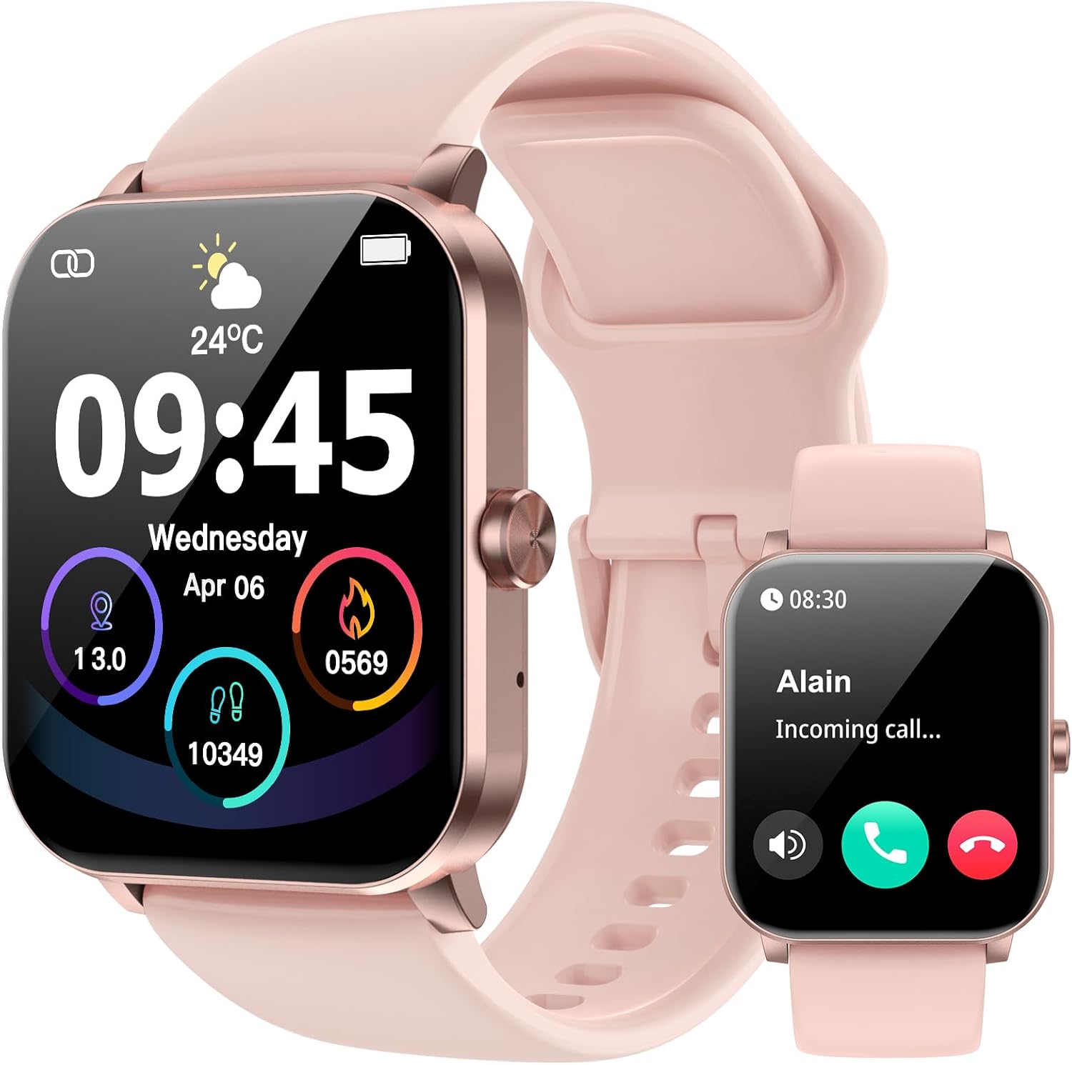 QONBINK Pink Smart Watch: HD Fitness Tracker, Calls, 120+ Sport Modes