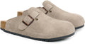 Women's Men's Suede Clogs Leather Mules Cork Footbed Sandals - Arch on