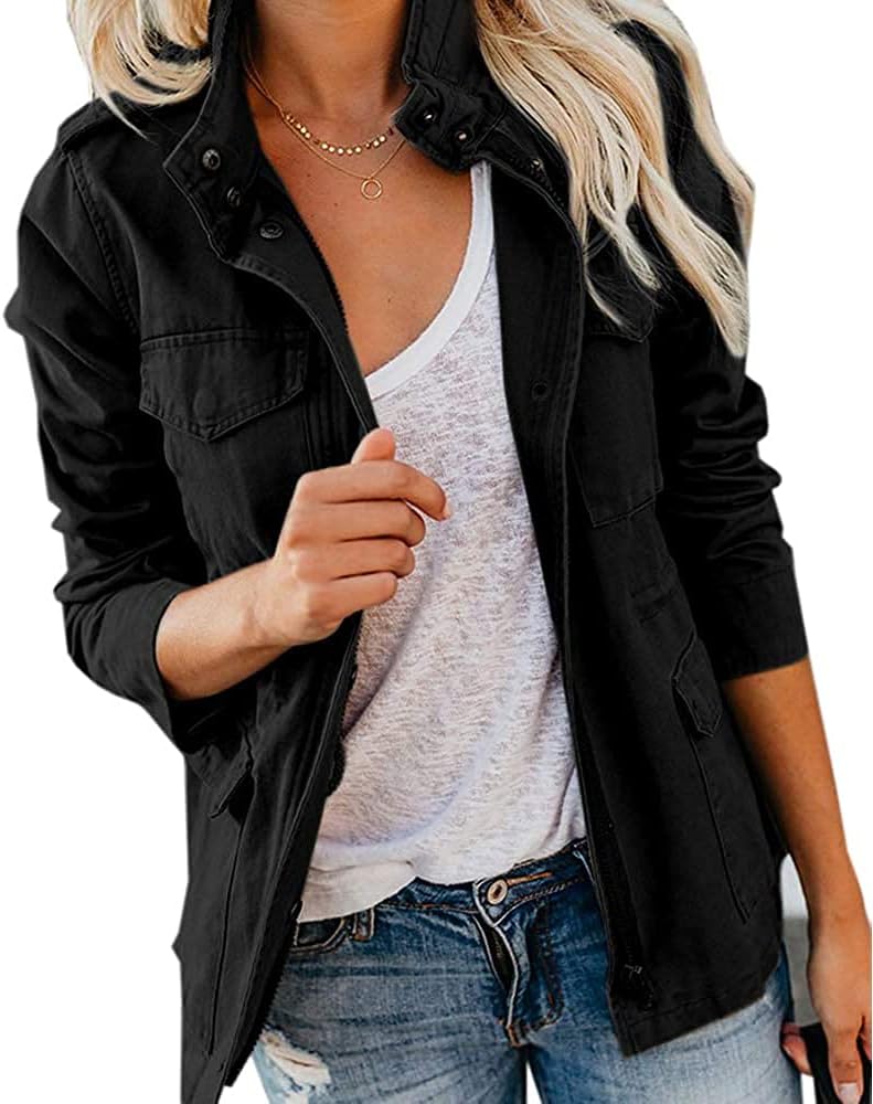 Pepochic Womens Military Jacket Lightweight Utility Anorak Coat
