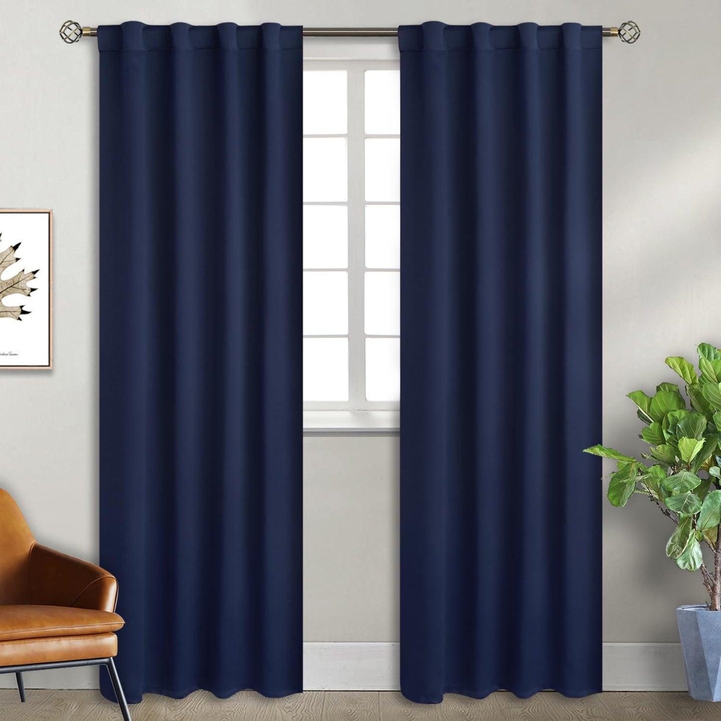 BGment Navy Blue Blackout Curtains for Energy Efficiency and Style