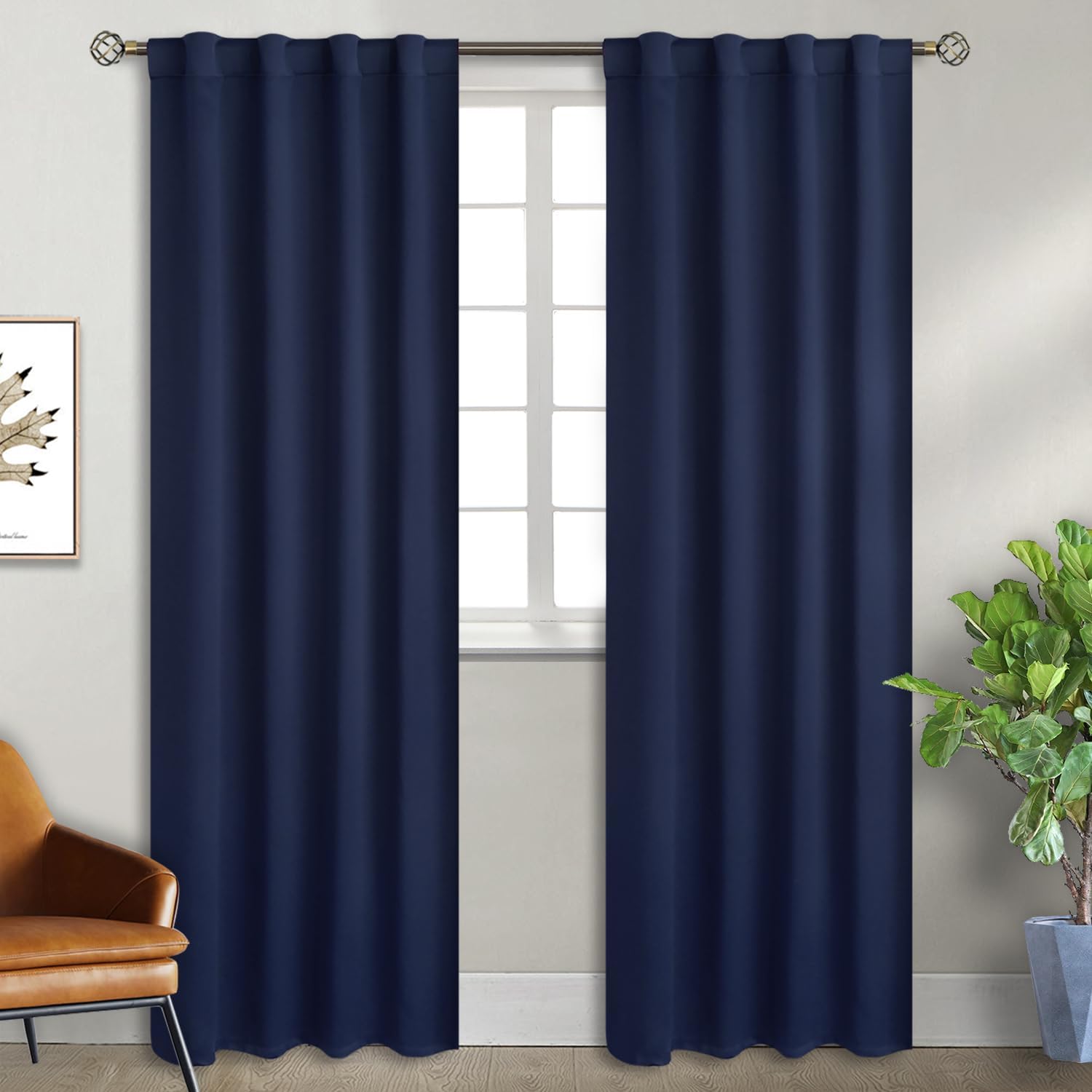 BGment Navy Blue Blackout Curtains for Energy Efficiency and Style