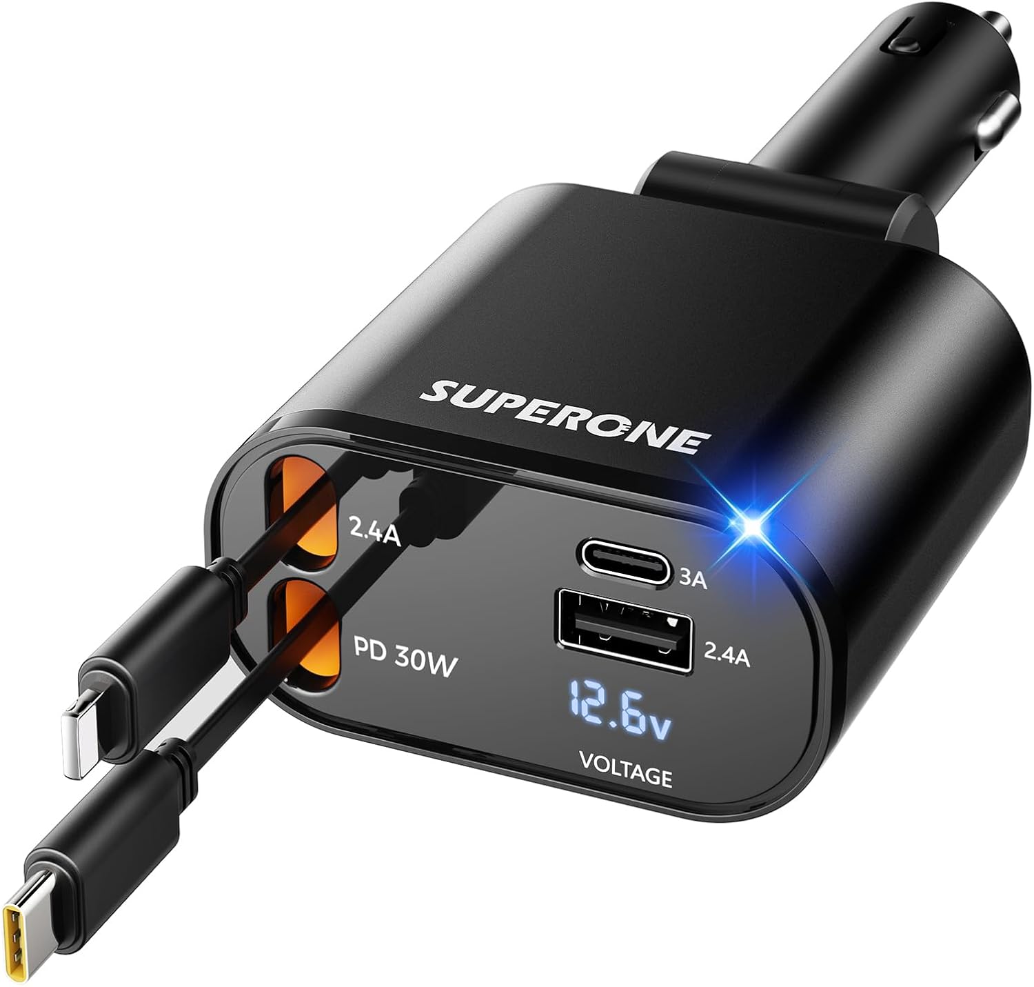 Super Fast 4-in-1 Car Charger: USB C & Apple Adapter