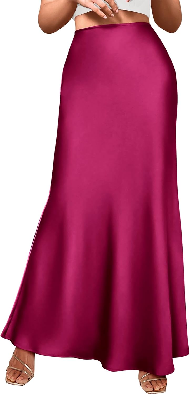 BTFBM Womens Fall Skirts High Waisted Mermaid Maxi Skirt