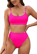 Pink Queen Plus Size High Waisted Bikini Set - Flattering High Cut