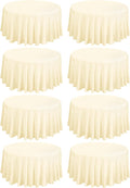 120 in Round Beige Polyester Tablecloth 8 Pack - Wrinkle & Stain