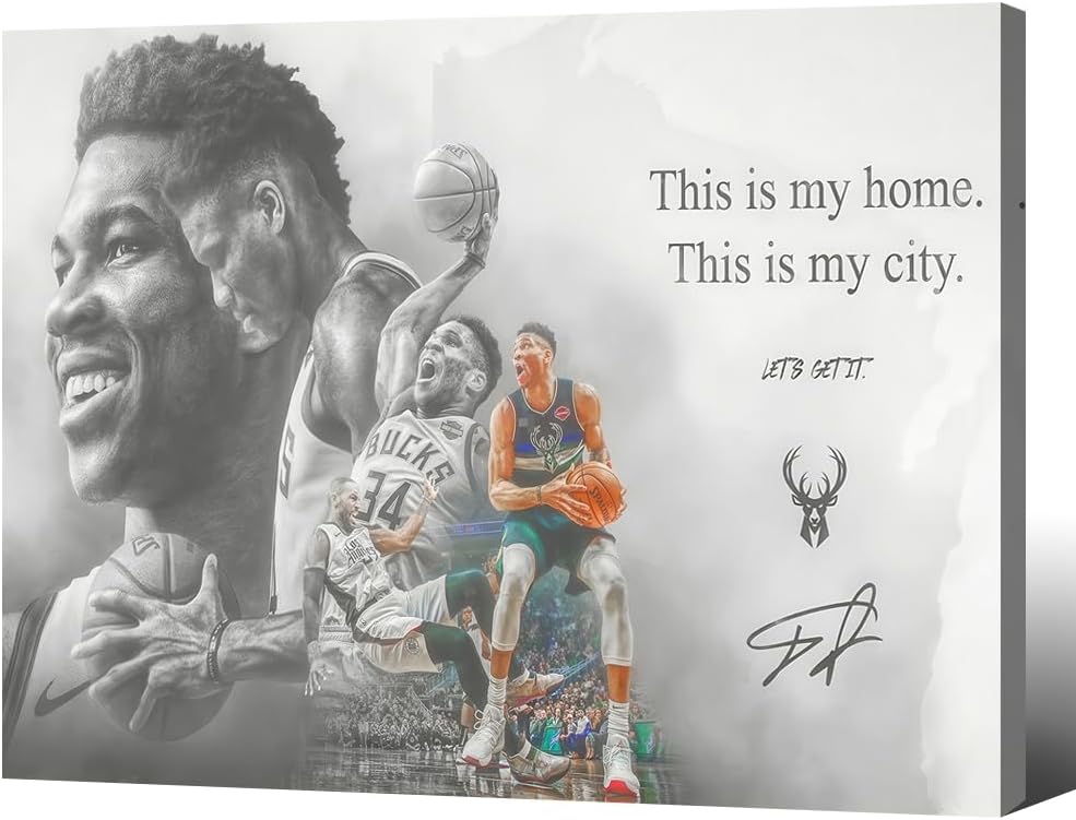 Framed Giannis Antetokounmpo Signed Poster for Kids Room Decor