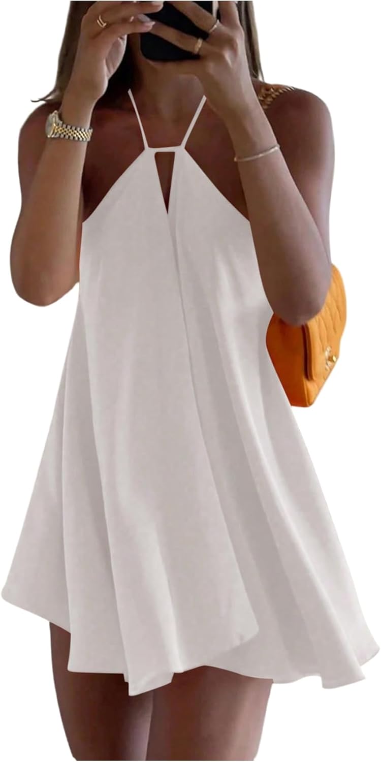 SOLY HUX Women's Halter Neck Mini Dress for Beach Vacations