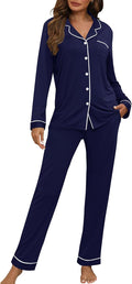 HNG Women Pajama Set Long Sleeve Sleepwear Viscose Blend - Soft Fit