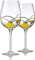 Bezrat Wine Glasses Hand Painted Set of 2 for Wine Lovers