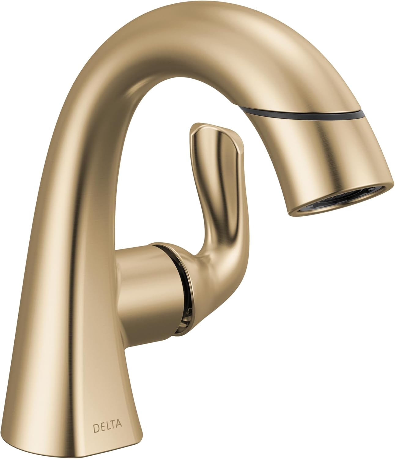 Delta Arvo 1 Hole Brushed Gold Bathroom Faucet with Sprayer