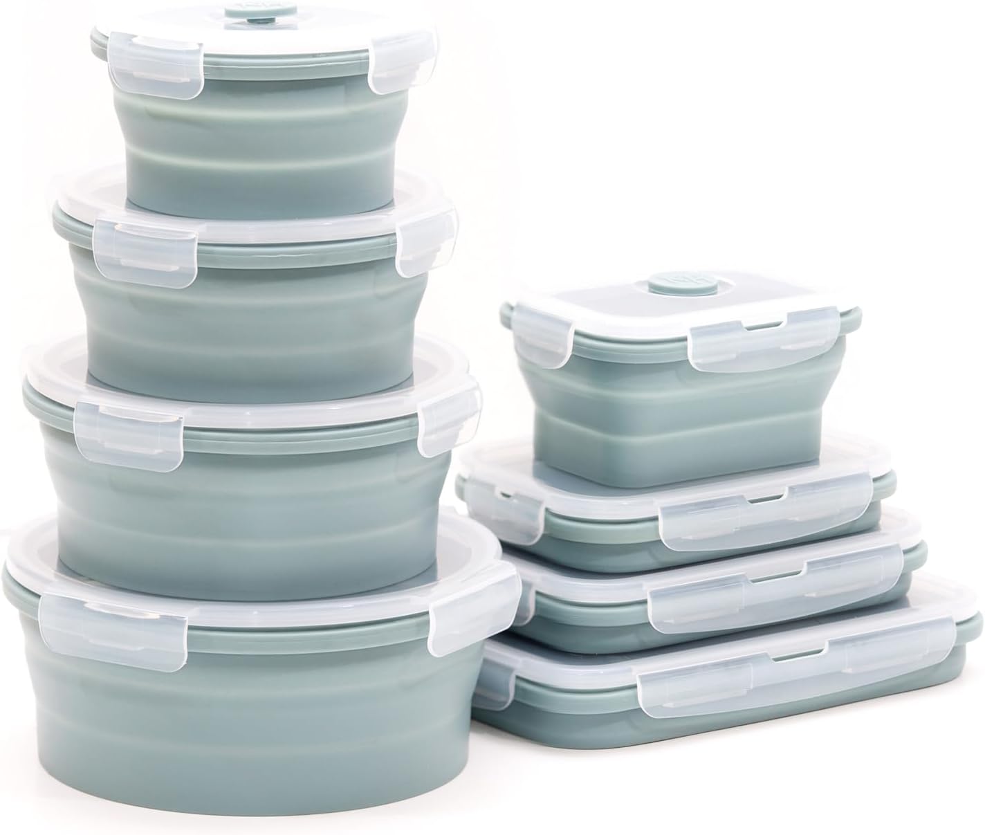 Collapsible Silicone Food Storage Container Set for Meal Prep