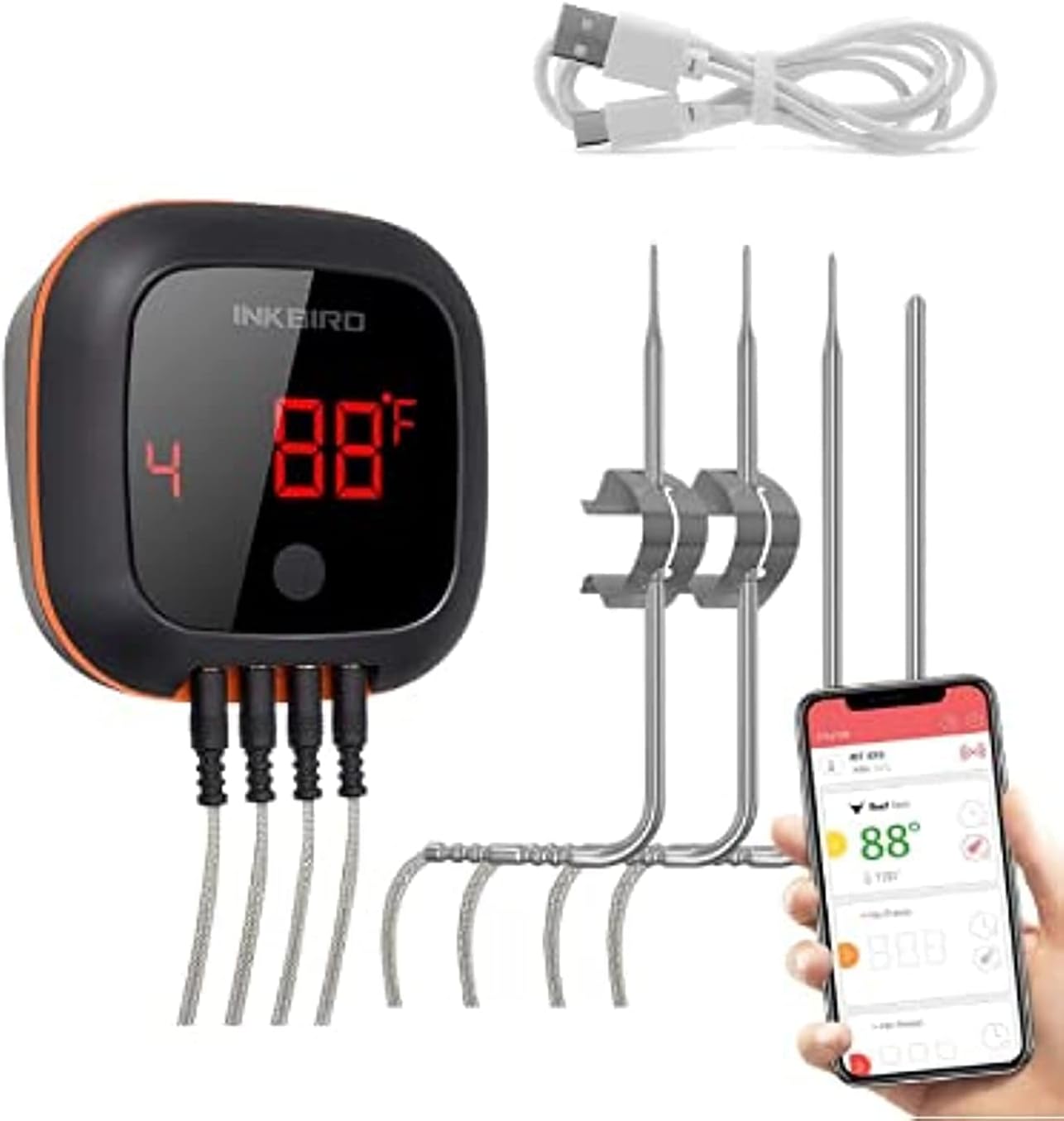 Inkbird 4-Probe BBQ Thermometer: Wireless Precision