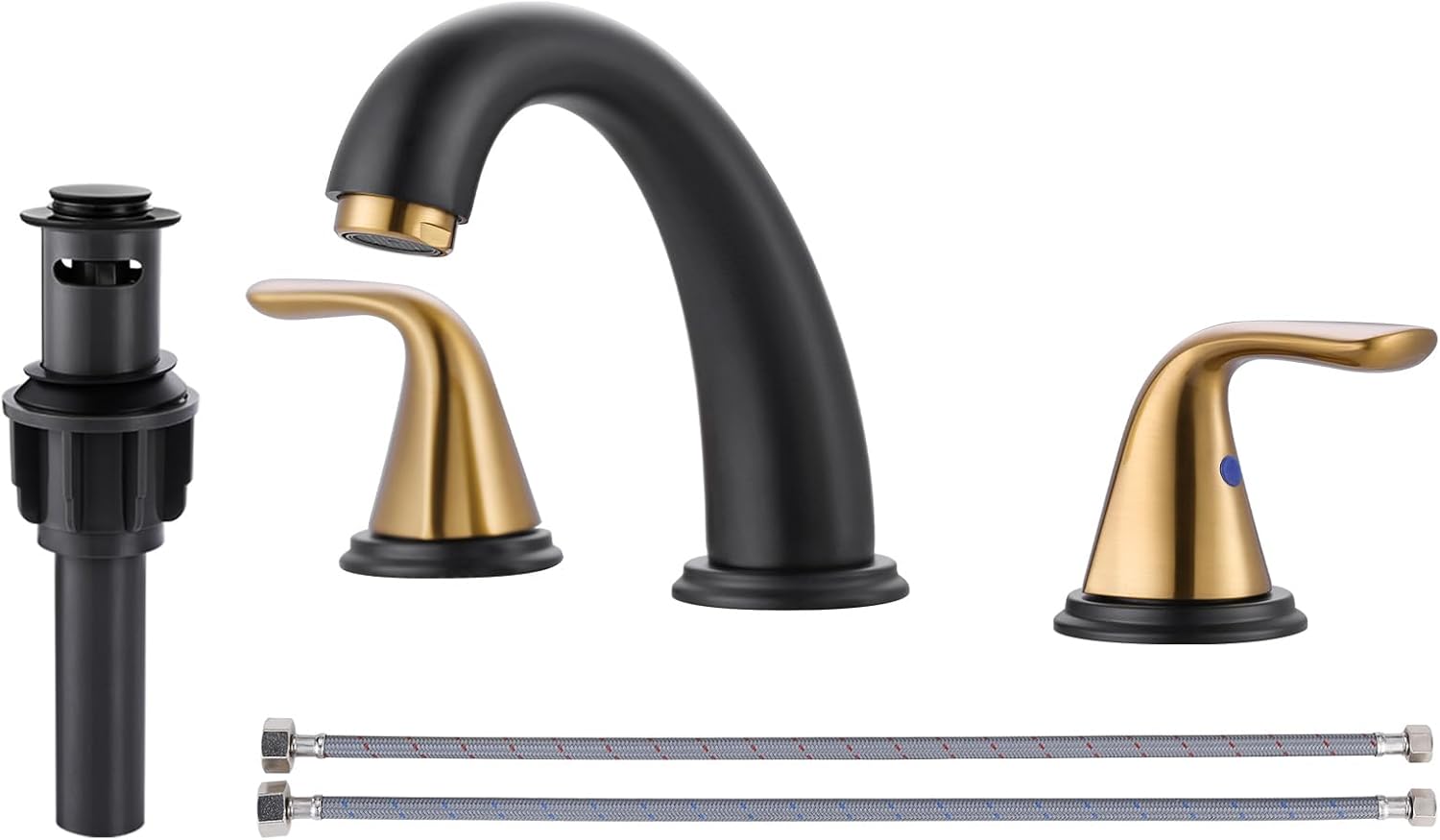Widespread Bathroom Sink Faucet in Black Gold Finish for Elegance