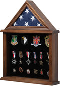 Flag Display Case Solid Wood Walnut for 3 x 5 Flag - Military Shadow